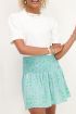 Blauwe rok met groene paisley print