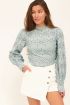 Turquoise kanten top met pofmouw | My Jewellery