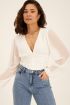 Witte crop top met rechthoekjes & smock tailleband | My Jewellery