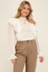 Witte doorschijnende blouse met ruffles | Blouse | My Jewellery