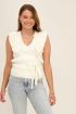 Wit mouwloos overslagvest met ruffle | My Jewellery