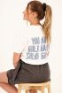 Wit T-shirt met blauwe tekst | My Jewellery