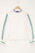 Witte blouse met blauwe embroidery rand | My jewellery