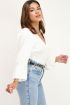 Witte top met lange mouw en smock | My Jewellery