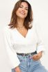 Witte top met lange mouw en smock | My Jewellery