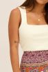 Witte top met rib & vierkante hals | My Jewellery