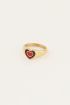Signet ring with a red heart