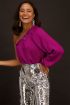 Paarse one shoulder top satijnen look | My Jewellery