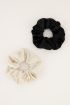 Zwart & witte velvet scrunchie set