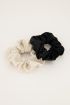 Zwart & witte velvet scrunchie set