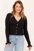 Zwart vest met v-hals & ruffles | Vest | My Jewellery