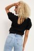 Zwarte ajour top met pof mouw