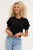 Zwarte ajour top met pof mouw