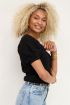 Zwarte ajour top met pof mouw