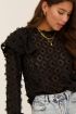 Zwarte blouse met bloemen & ruffles | My Jewellery