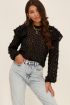 Zwarte blouse met bloemen & ruffles | My Jewellery