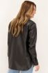 Zwarte blouse met leatherlook