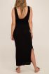 Zwarte bouclé maxi jurk met split | My Jewellery