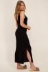 Zwarte bouclé maxi jurk met split | My Jewellery