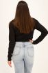Zwarte crop top met ribstof & trekkoord | My Jewellery