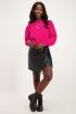 Zwarte leatherlook rok met knoop