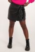 Zwarte leatherlook rok met knoop