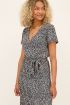 Zwarte midi jurk met print & plissé | My Jewellery