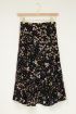 Zwarte midi rok met bloemen