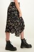 Zwarte midi rok met bloemen