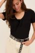 Zwarte rib top met borst strik | My Jewellery