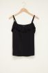 Zwarte spaghetti top met ruffle