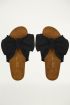 zwarte suedine sandalen met strik, sandaaltjes