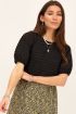 Zwarte top met ribstructuur & pofmouw | My Jewellery