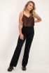 Zwarte wijdvallende broek met corduroy