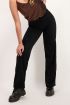 Zwarte wijdvallende broek met corduroy