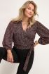 Zwarte wikkelblouse met print | My Jewellery