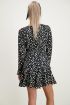 Zwarte jurk cheetah & knoopjes, dalmatian print dress