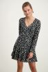 Zwarte jurk cheetah & knoopjes, dalmatian print dress