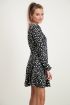 Zwarte jurk cheetah & knoopjes, dalmatian print dress