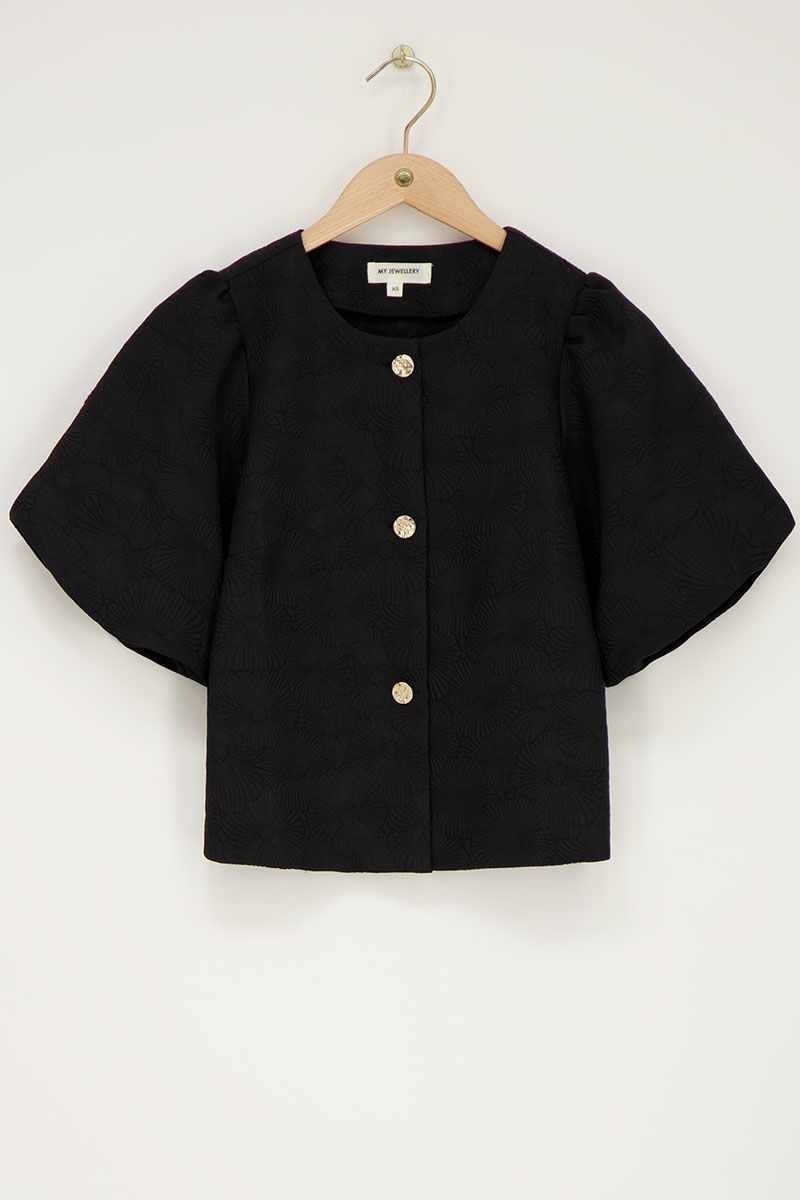 Puff Sleeve Popover Top - Black Solid Colors | NYDJ