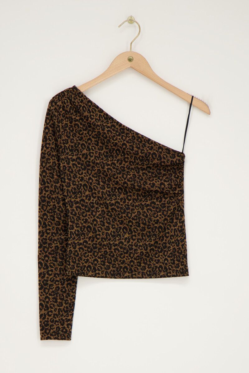 Leopard print one shoulder sweatshirt discount