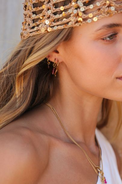 Boucles d'oreilles Sunrocks perles fantaisie bordeaux