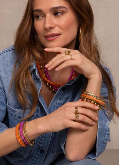 Oranje dunne bangle set