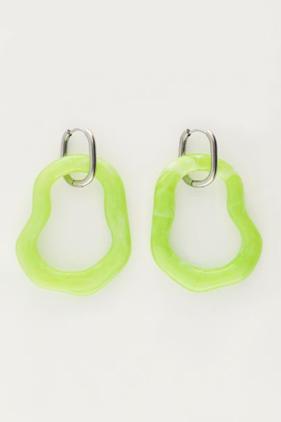 Ocean green hoop earrings organic shape large