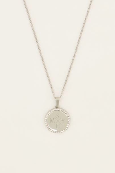 Atelier lange Kette mit rundem Strassanh&auml;nger 