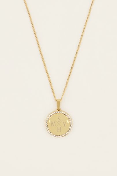 Atelier korte ketting met ronde strass bedel