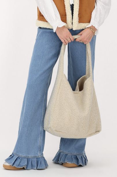 Beige bouclé shopper