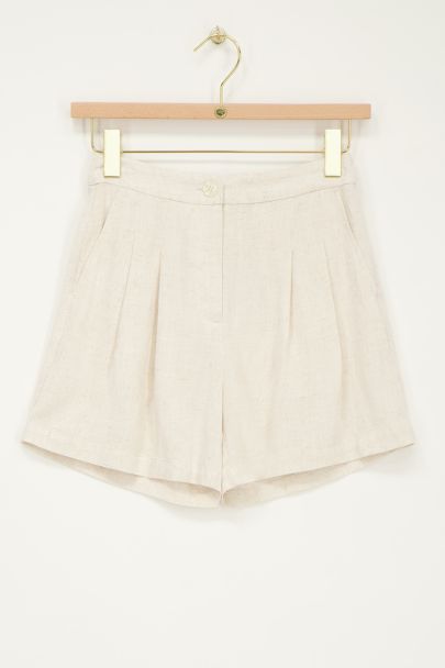 Beige linnen look bermuda short