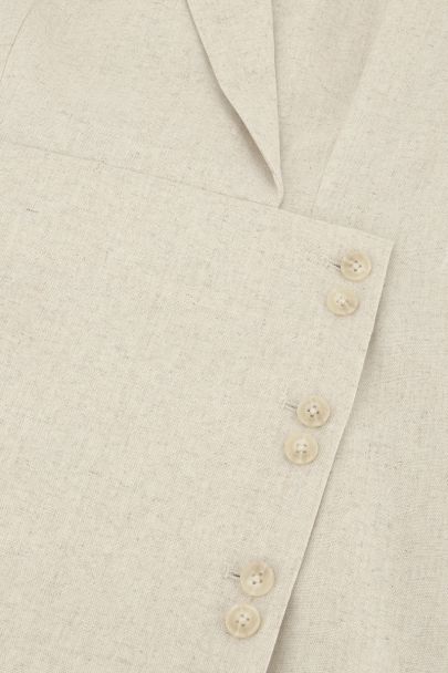 Beige linnen look blazerjurk
