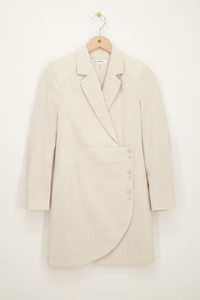 Beige linnen look blazerjurk